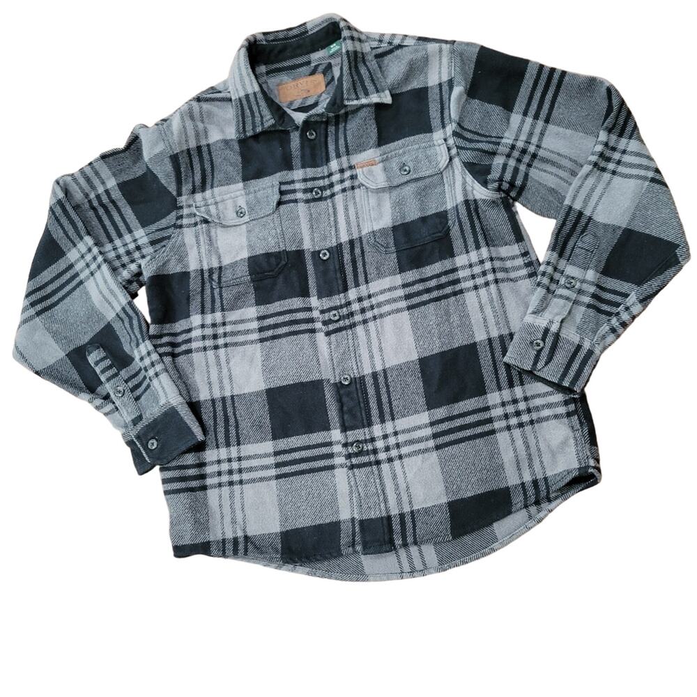 Orvis Plaid Flannel Shirt Jacket Button Front Pockets Size Medium